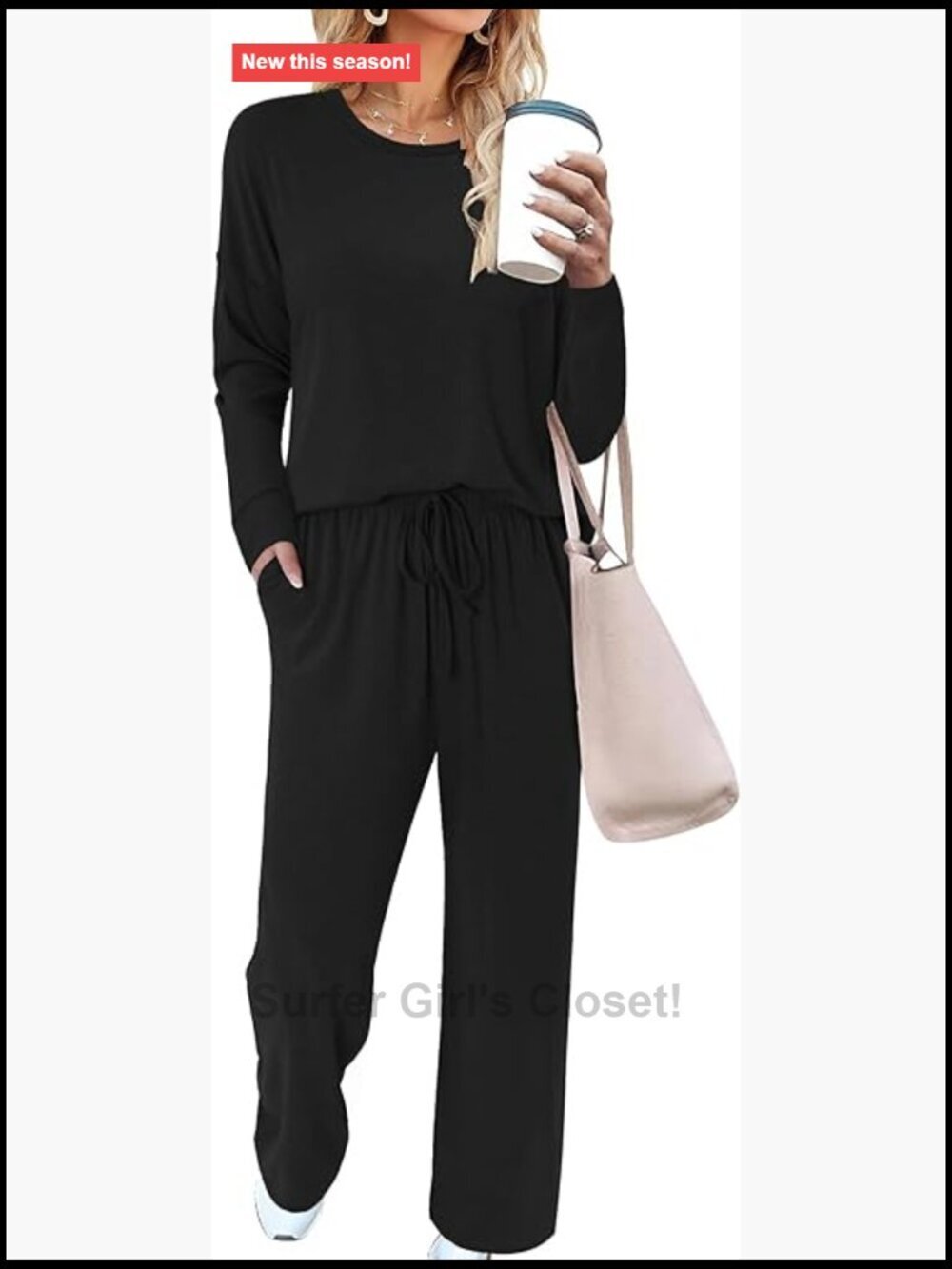 2 Piece Lounge Set Sweatsuit Long Sleeve Crewneck Top Wide Leg Pants Casual
